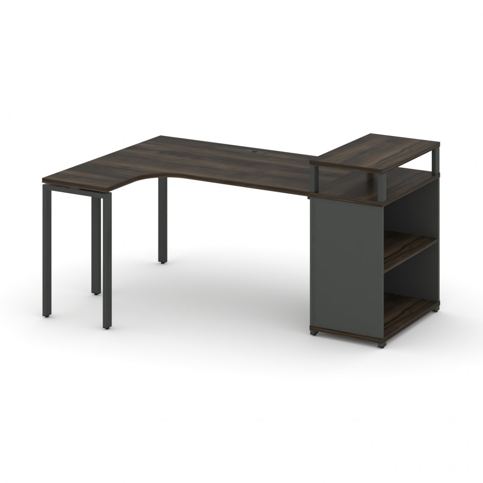 Concept Стол эргономичный с опорным стеллажом с верх. горизонтом CN.SA-203(L) Дуб Мали/Антрацит/Мета