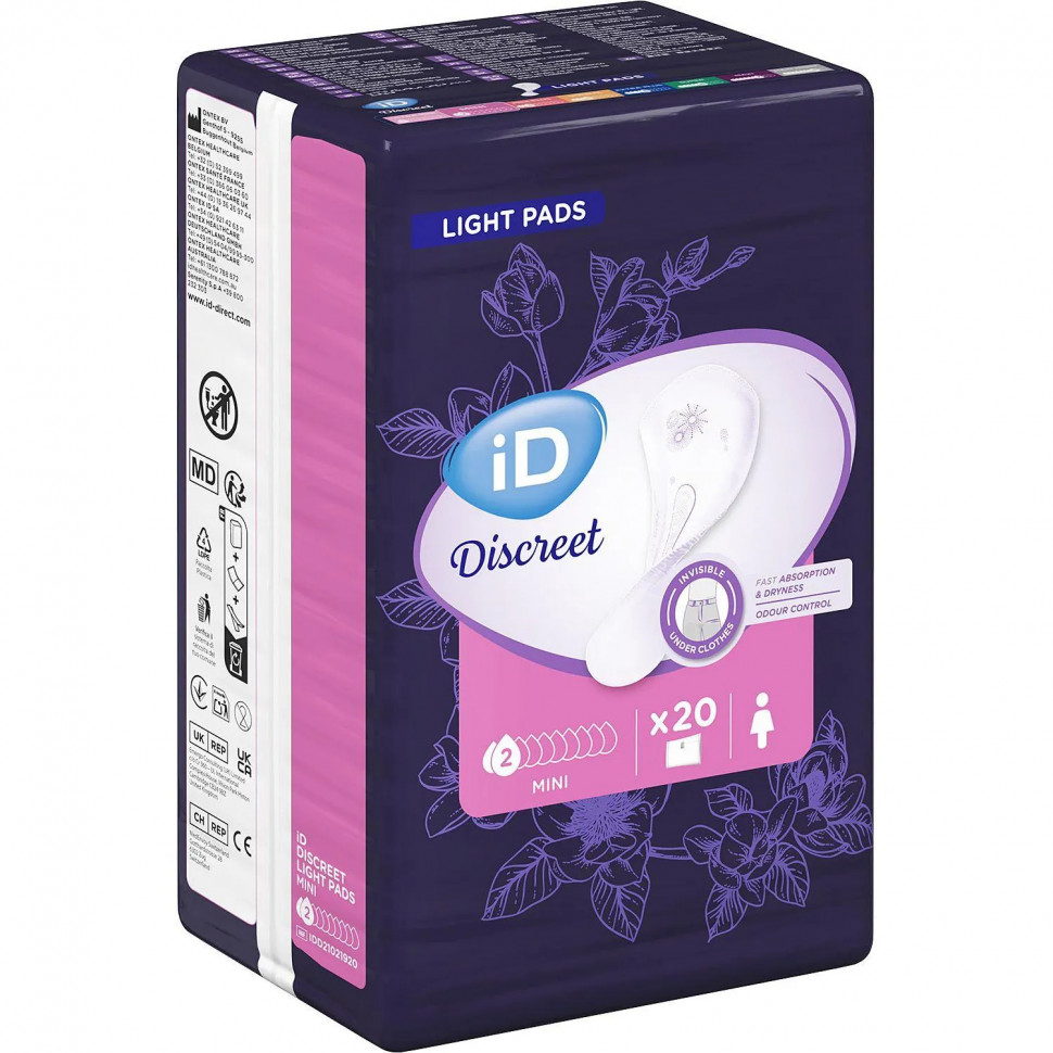 Прокладки урологические iD Light Discreet Mini 20 шт Прокладки урологические iD Light Discreet Mini 20 шт