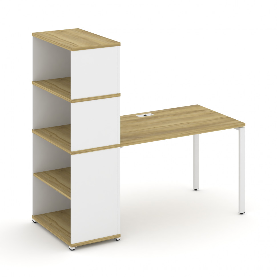 Concept Стол рабочий с опорным стеллажом с надставкой выс. CN.SP-214 Дуб Винченцо/Белый Бриллиант/Ме Concept Стол рабочий с опорным стеллажом с надставкой выс. CN.SP-214 Дуб Винченцо/Белый Бриллиант/Ме