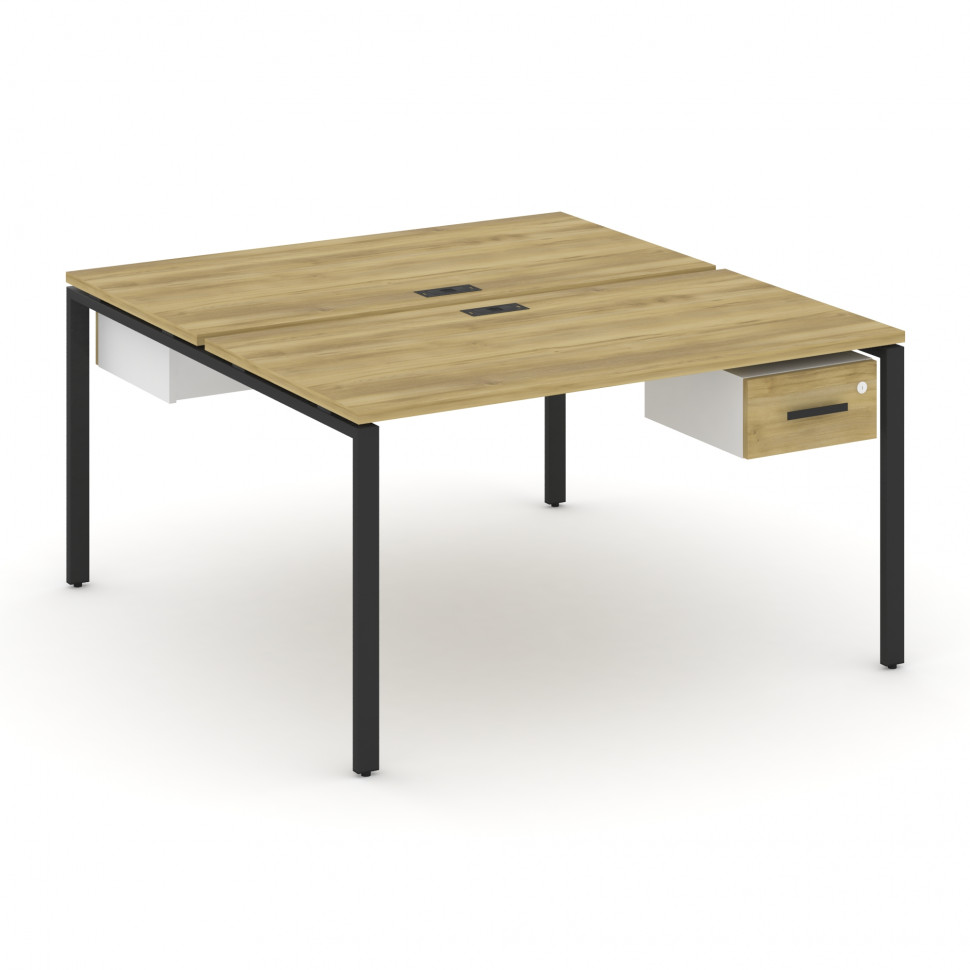 Concept Рабочая станция 2 сторонняя с подвесными тумбами на 2 места CN.DRS-111 B Дуб Винченцо/Белый