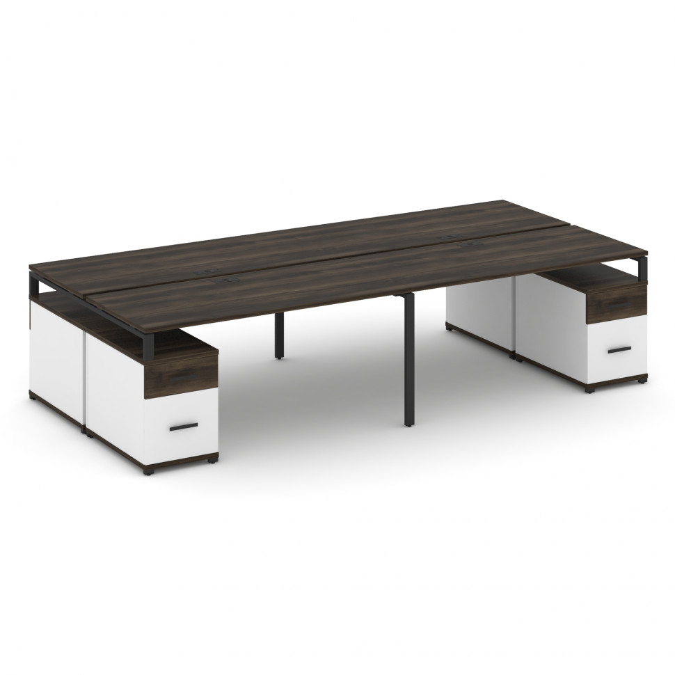 Concept Рабочая станция 4 места с 2 двухсторонними опорными тумбами CN.DRS-332 B Дуб Мали/Белый Брил Concept Рабочая станция 4 места с 2 двухсторонними опорными тумбами CN.DRS-332 B Дуб Мали/Белый Брил