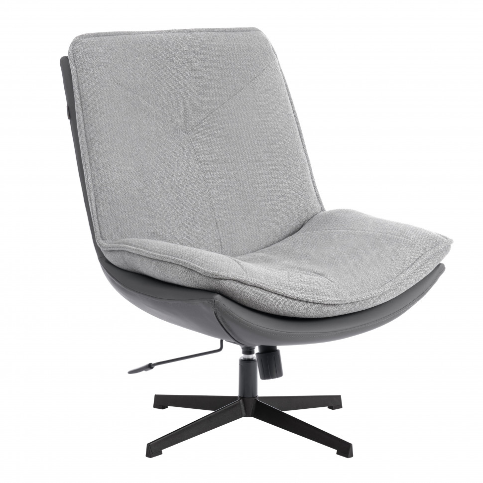 Кресло лаунж Cosmo велюр/букле (HYP)/экокожа, светло-серый/графит