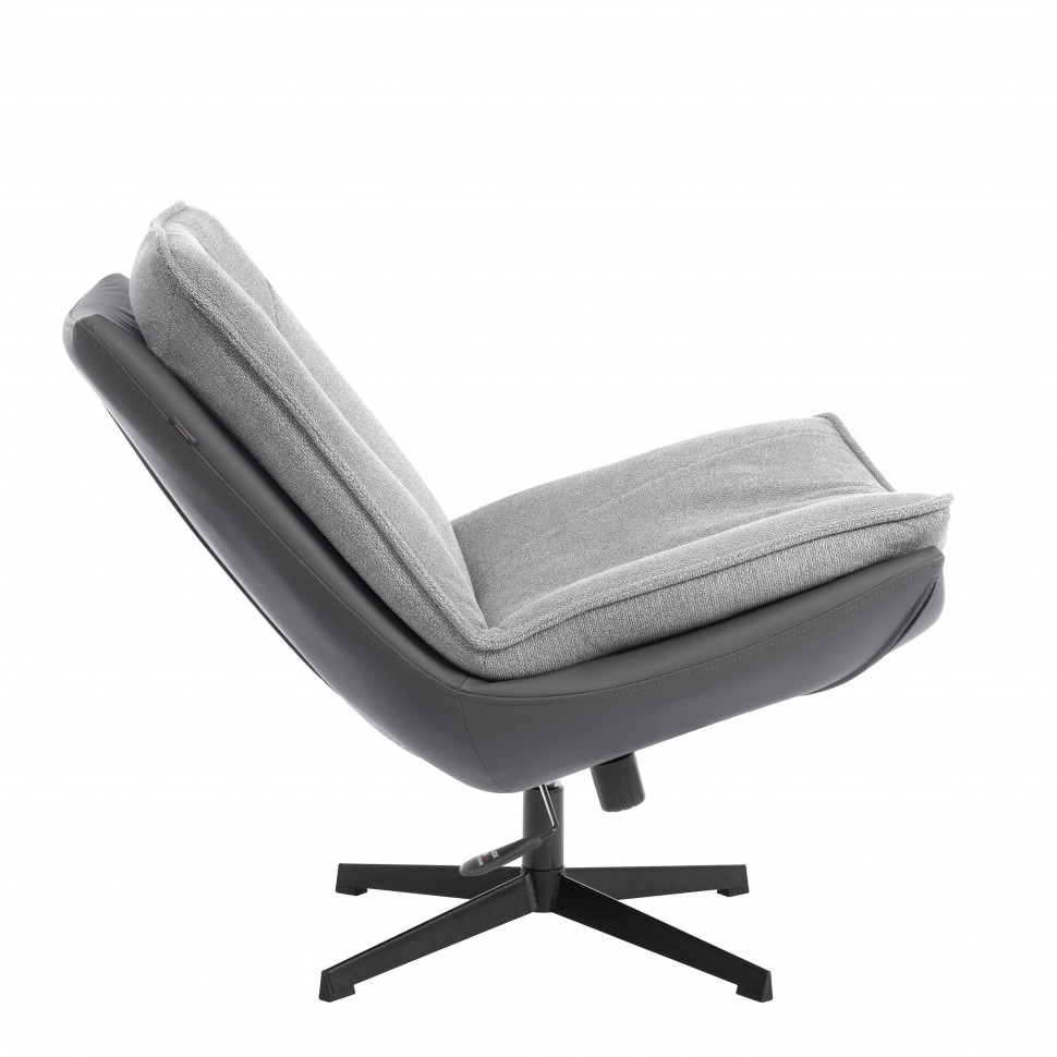 Кресло лаунж Cosmo велюр/букле (HYP)/экокожа, светло-серый/графит
