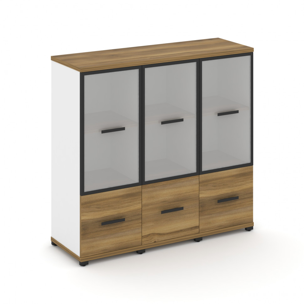 Concept Шкаф 3 узкие секции, 3 ниши CN.STU-332 RMB B Сандал Янтарный/Белый Бриллиант/Металл Черный/С