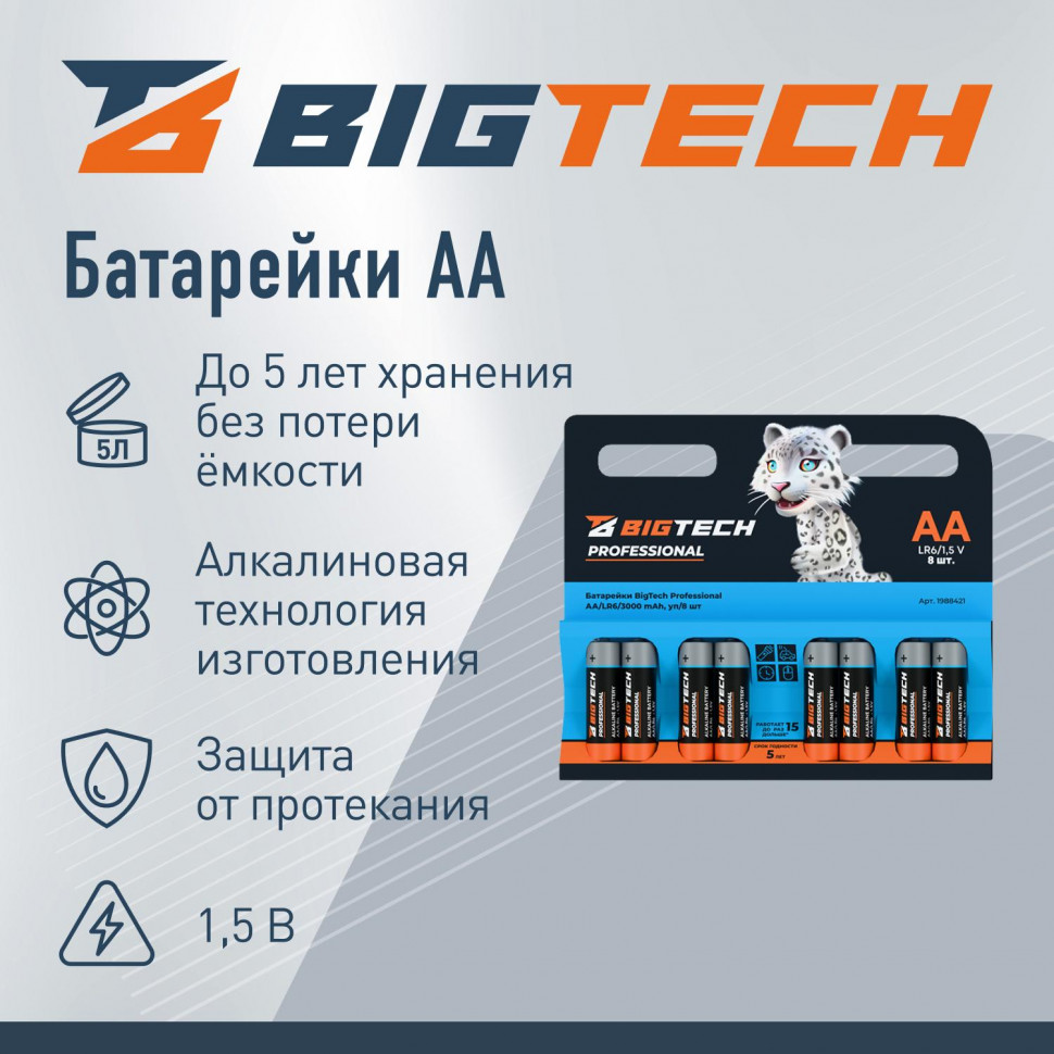 Батарейка BigTech Professional АA/LR6 бл/8шт