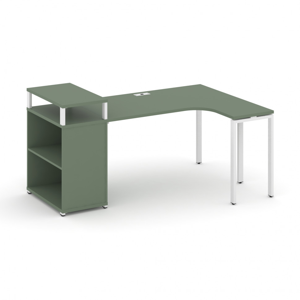 Concept Стол эргономичный с опорным стеллажом с верх. горизонтом CN.SA-203(R) Кобо/Металл Белый 1800 Concept Стол эргономичный с опорным стеллажом с верх. горизонтом CN.SA-203(R) Кобо/Металл Белый 1800