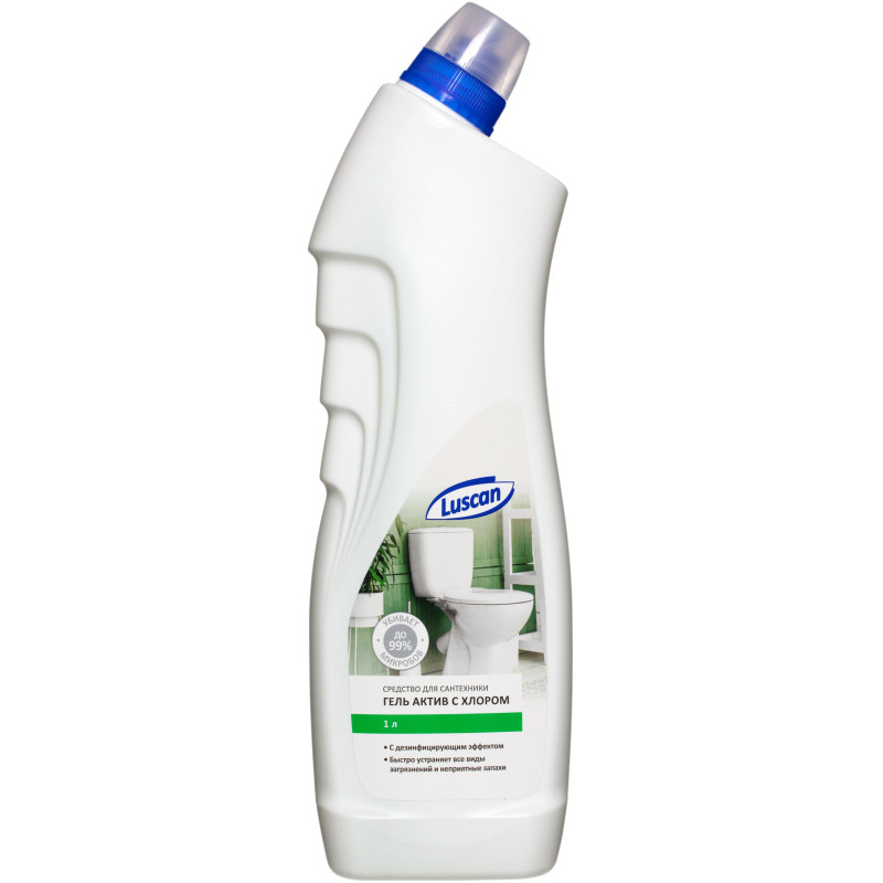 Средство для сантехники Luscan гель Актив с хлором 1 л, Морская свежесть