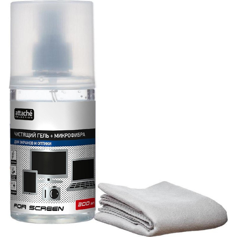 Гель для чистки мониторов, 200 мл + м/фибра 18х18