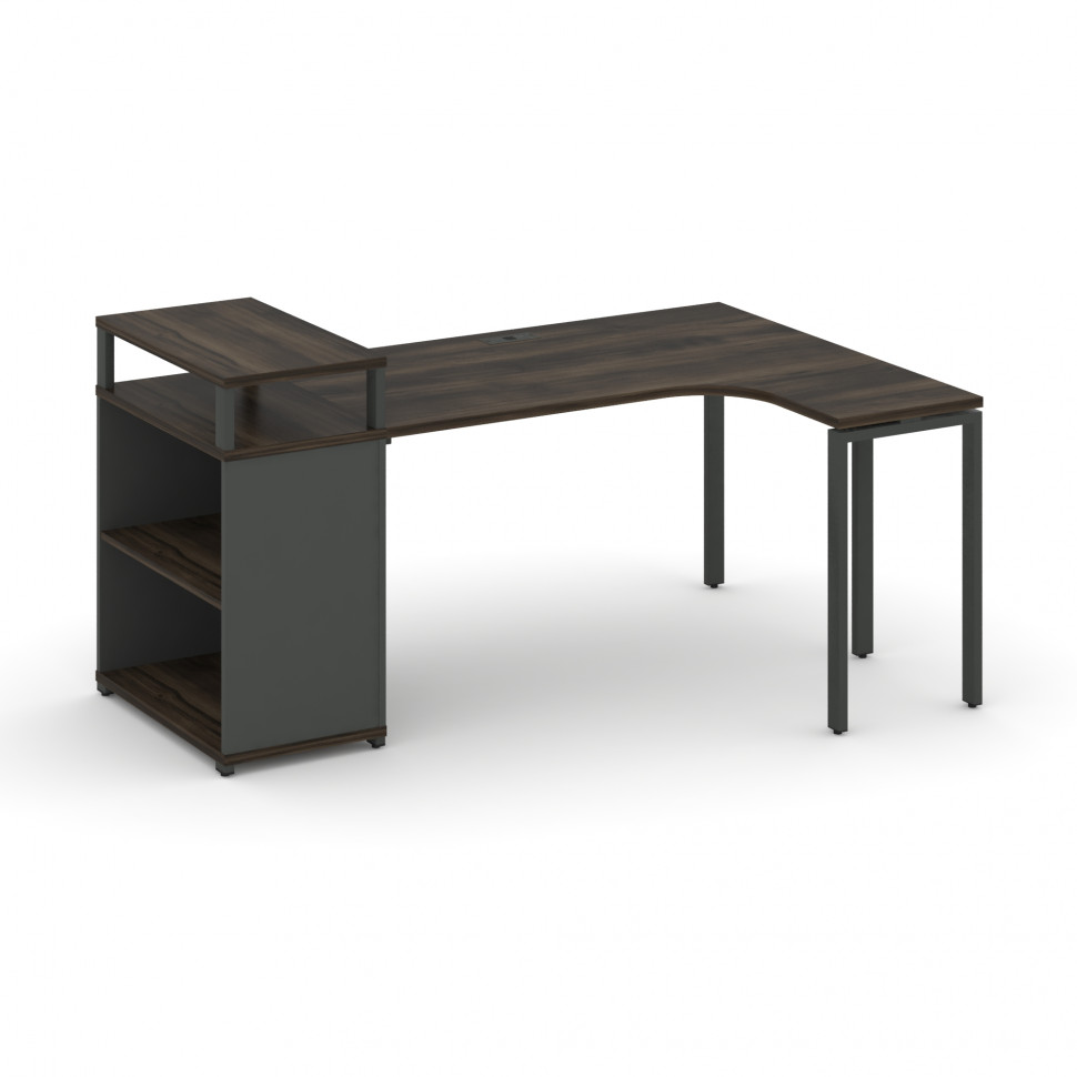 Concept Стол эргономичный с опорным стеллажом с верх. горизонтом CN.SA-204(R) Дуб Мали/Антрацит/Мета Concept Стол эргономичный с опорным стеллажом с верх. горизонтом CN.SA-204(R) Дуб Мали/Антрацит/Мета
