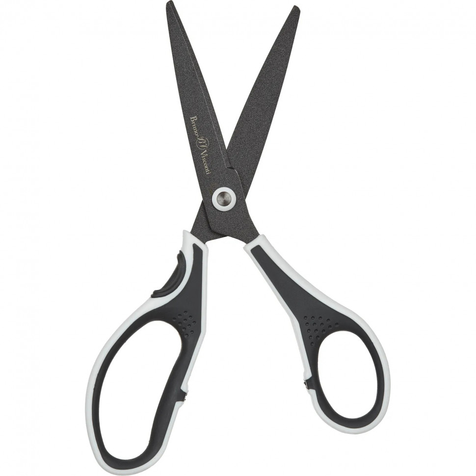 Ножницы Bruno Visconti FINECUT 210мм, тефл.покр,прорезин. ручки,ч/б,60-0026