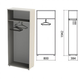 Шкаф (каркас) для одежды "Этюд", 800х384х1942 мм, серый, 400001-03
