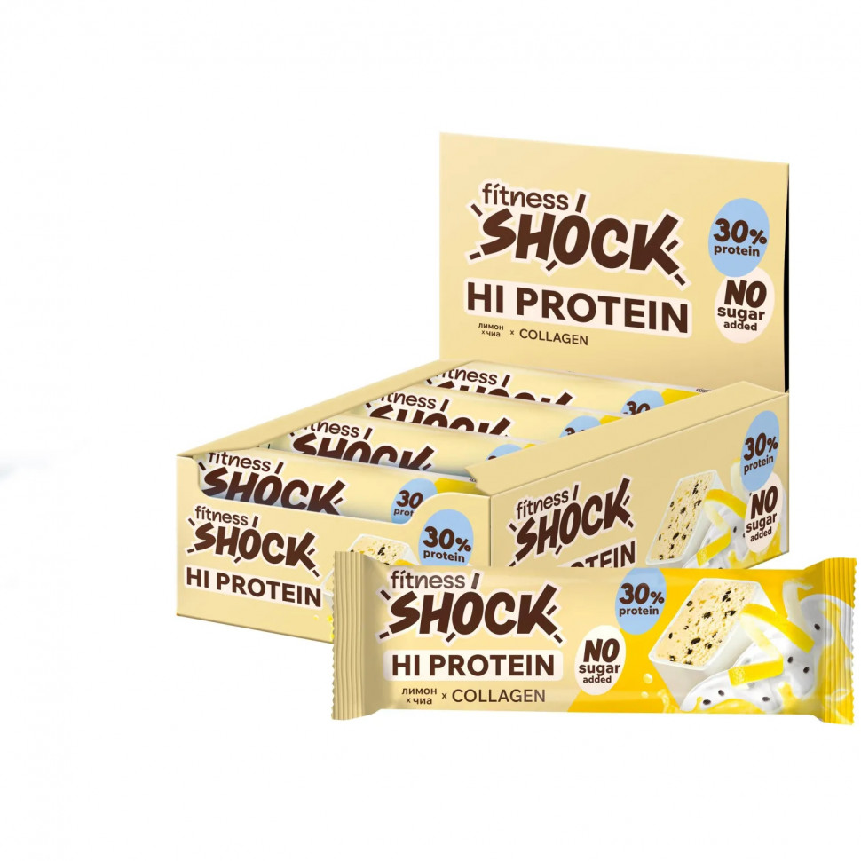 Батончик FitnessSHOCK Лимон-чиа глазированный 40гx12шт/уп