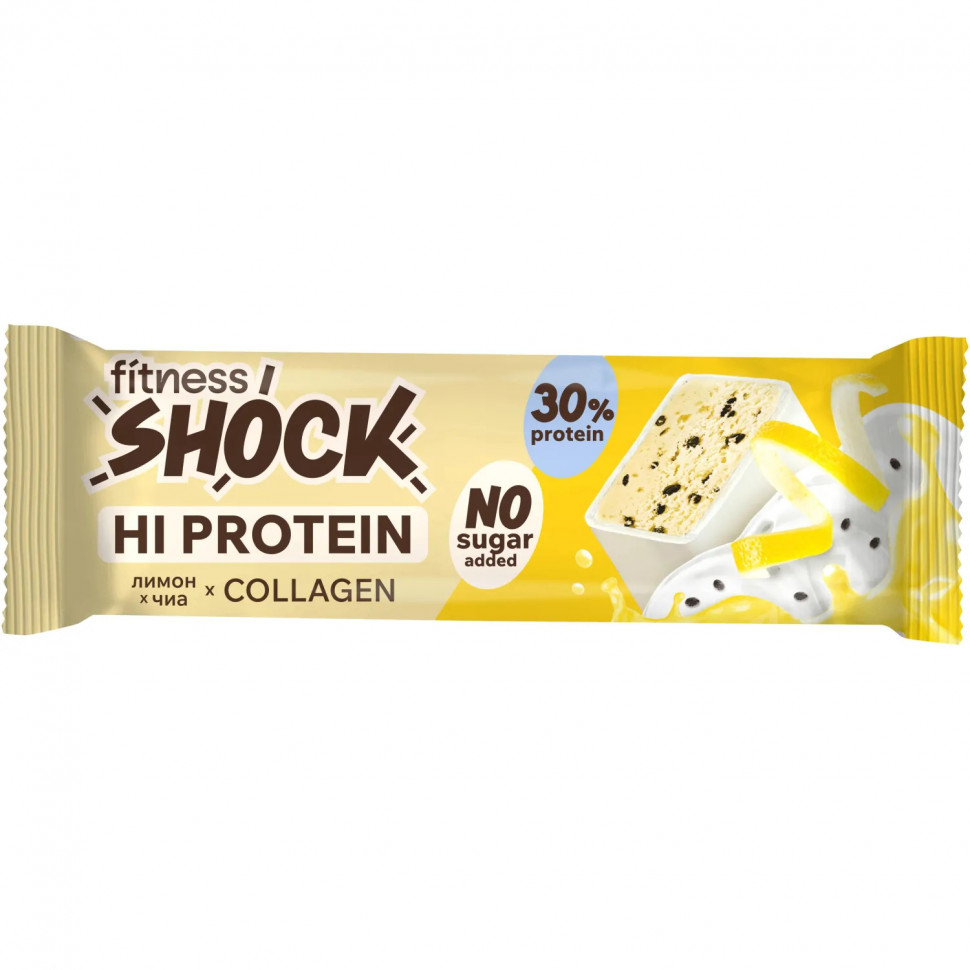Батончик FitnessSHOCK Лимон-чиа глазированный 40гx12шт/уп