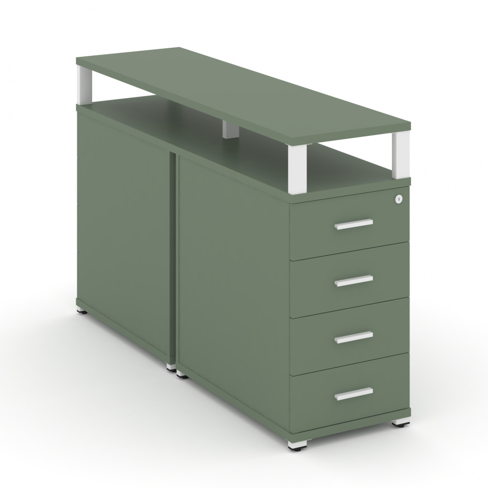 Concept Тумба двухсторонняя опорная/приставная 4 ящ. с надставкой. CN.DTGO-003 W Кобо/Металл Белый 4 Concept Тумба двухсторонняя опорная/приставная 4 ящ. с надставкой. CN.DTGO-003 W Кобо/Металл Белый 4