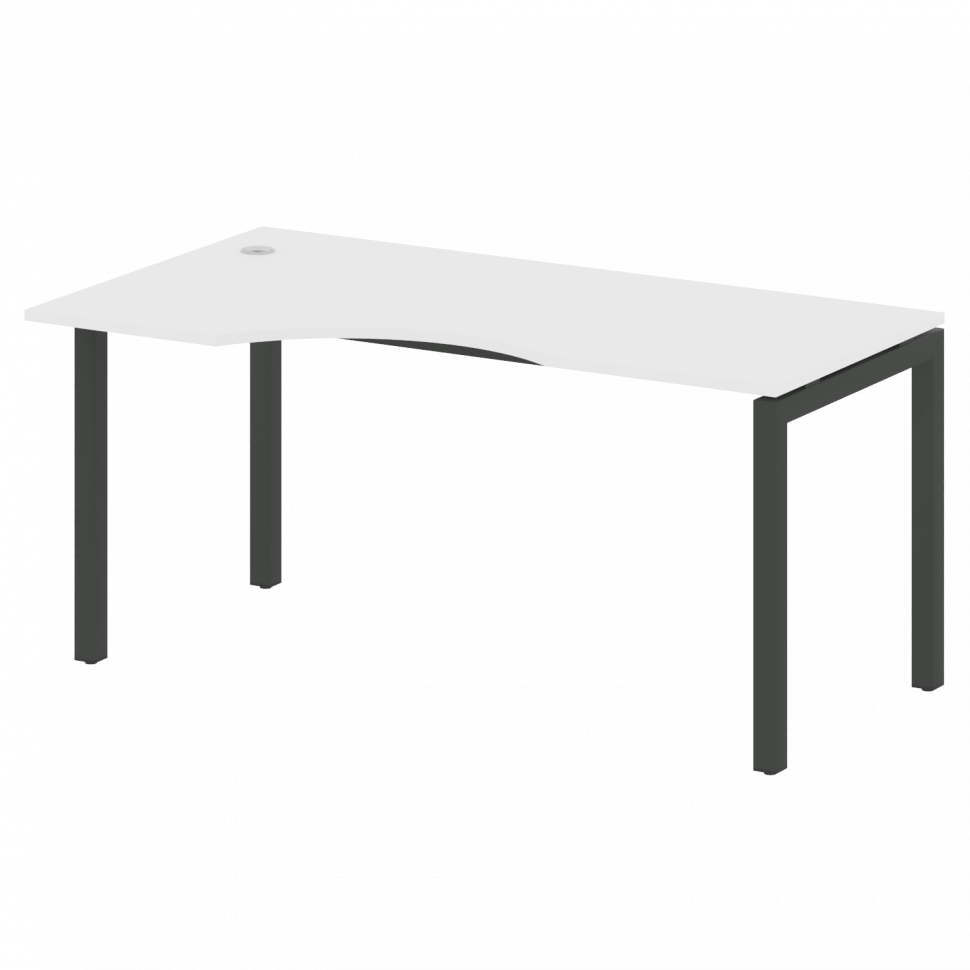 Metal System Quattro Стол криволинейный левый на П-образном м/к 50БП.СА-1 (L) Белый/Металл Антрацит