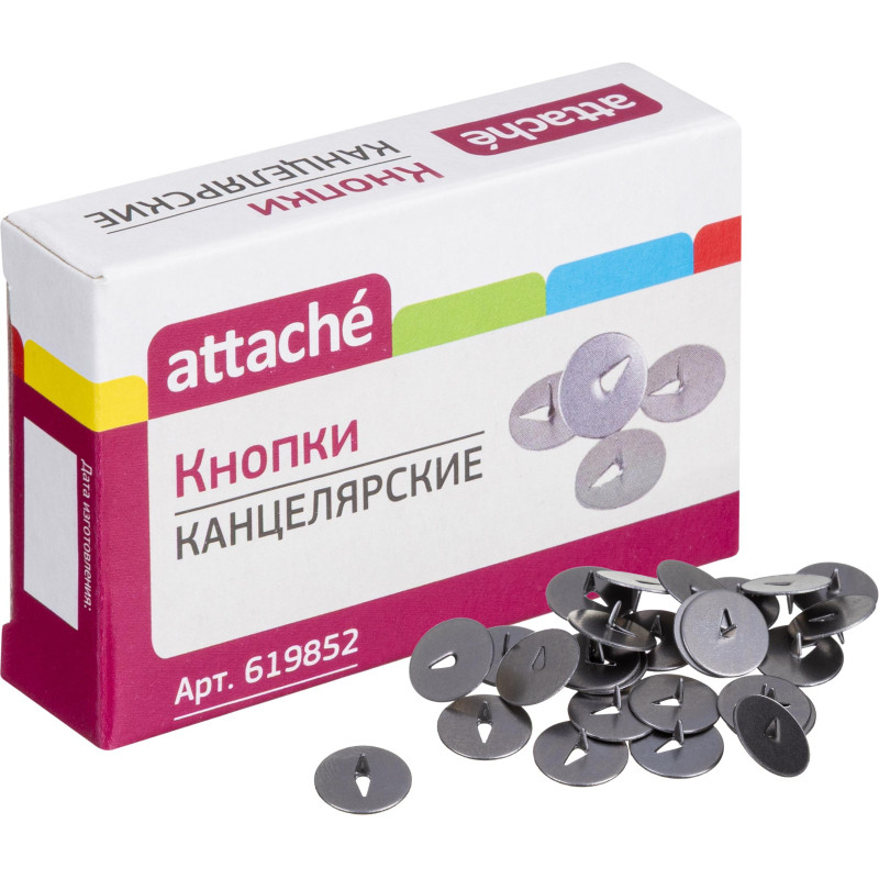 Кнопки канцелярские Attache стальные, 12мм, металлические 100 шт. карт.уп