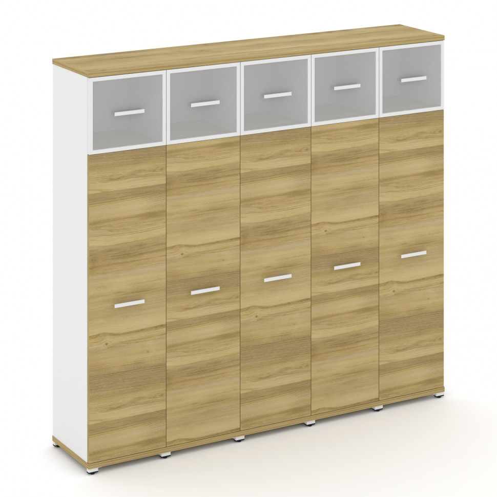 Concept Шкаф 5 узких секций, 5 ниш CN.STU-557 RMW W Дуб Винченцо/Белый Бриллиант/Металл Белый/Сатин