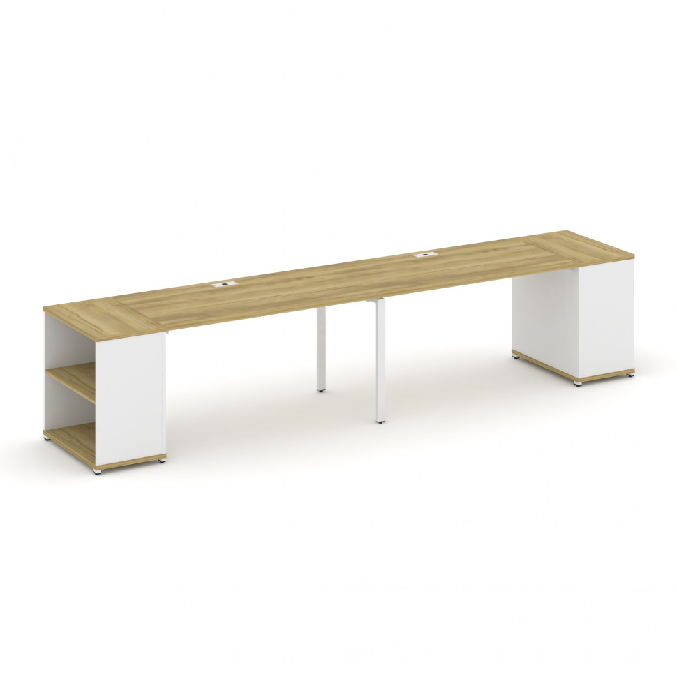 Concept Рабочая станция с опорными стеллажами CN.ORS-203 Дуб Винченцо/Белый Бриллиант/Металл Белый 3