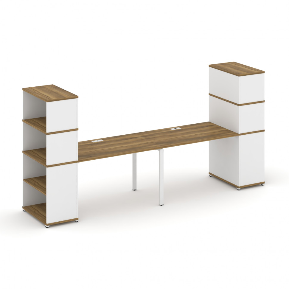 Concept Рабочая станция с опорными стеллажами с надставкой выс. CN.ORS-214 Сандал Янтарный/Белый Бри Concept Рабочая станция с опорными стеллажами с надставкой выс. CN.ORS-214 Сандал Янтарный/Белый Бри