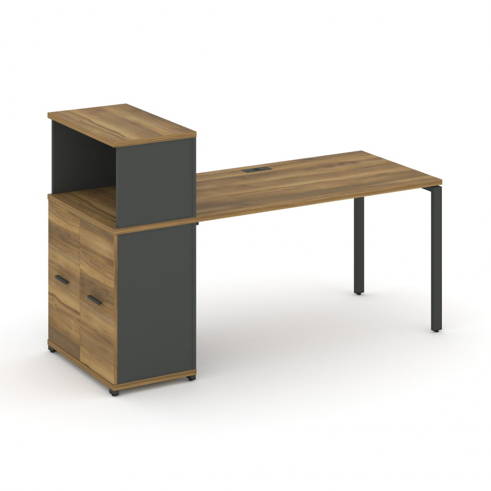 Concept Стол рабочий с опорным распаш. шкафом с надставкой низ. CN.SP-227 A Сандал Янтарный/Антрацит