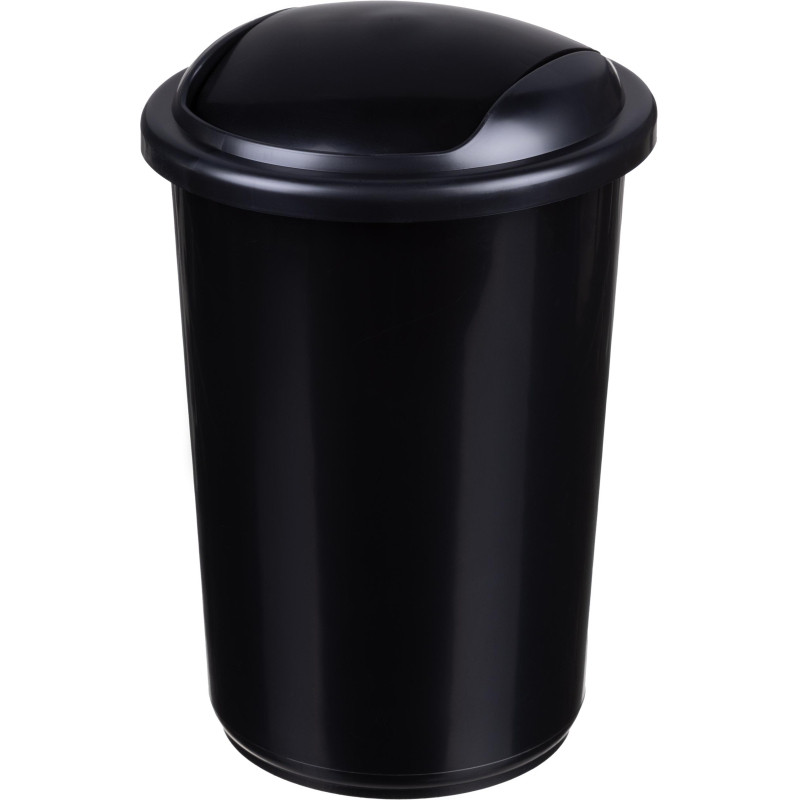Ведро мусорное 12л пластик, черный металлик с крышкой-вертушкой