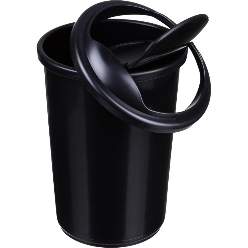 Ведро мусорное 12л пластик, черный металлик с крышкой-вертушкой