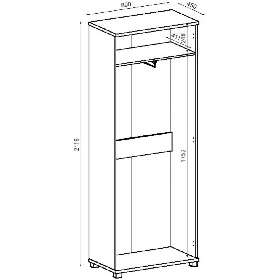 Гардероб Avance для одежды 6Ш.013.1 800х450х2116 венге