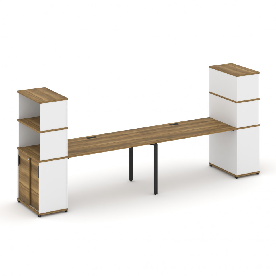 Concept Рабочая станция с опорными шкафом-купе с надставкой выс. CN.ORS-243 B Сандал Янтарный/Белый
