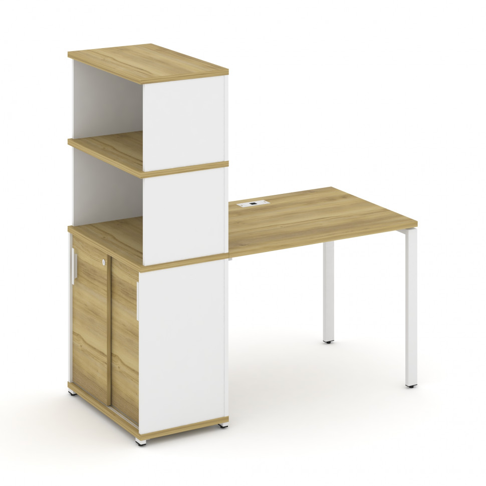 Concept Стол рабочий с опорным шкафом-купе с надставкой выс. CN.SP-241 W Дуб Винченцо/Белый Бриллиан Concept Стол рабочий с опорным шкафом-купе с надставкой выс. CN.SP-241 W Дуб Винченцо/Белый Бриллиан
