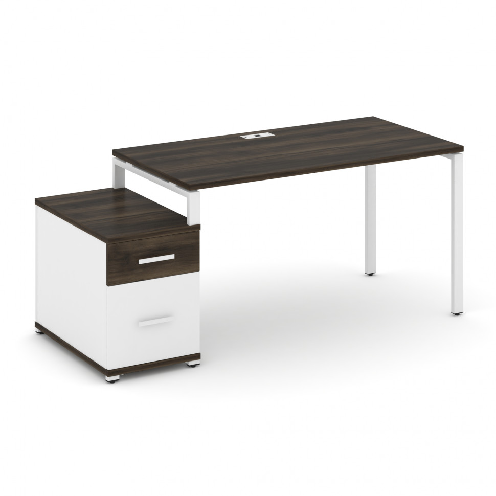 Concept Стол письменный с 1 опорной тумбой CN.SP-307 W Дуб Мали/Белый Бриллиант/Металл Белый 1380/17
