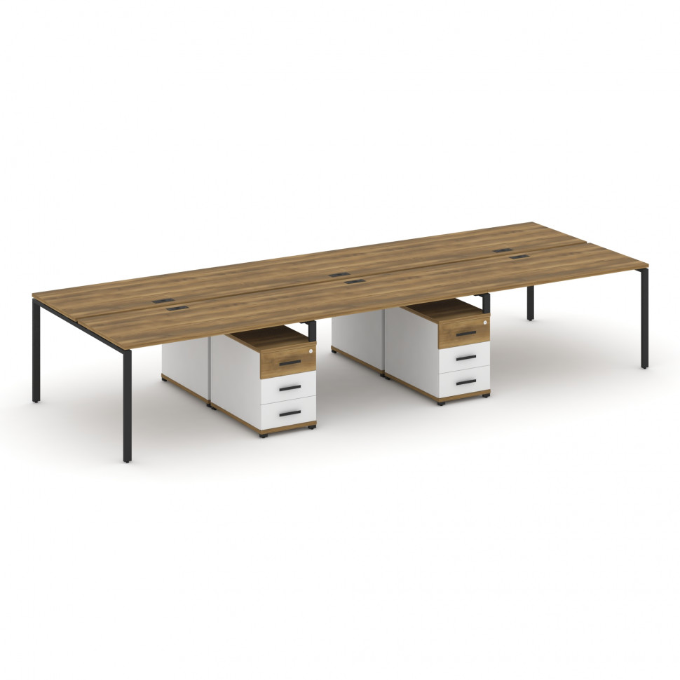 Concept Рабочая станция 6 мест с 2 двухсторонними опорными тумбами CN.DRS-343 B Сандал Янтарный/Белы Concept Рабочая станция 6 мест с 2 двухсторонними опорными тумбами CN.DRS-343 B Сандал Янтарный/Белы