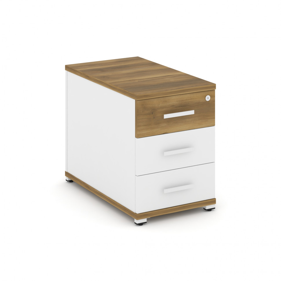 Concept Тумба опорная/приставная 3 ящ.  CN.TGO-001 W Сандал Янтарный/Белый Бриллиант/Металл Белый 42