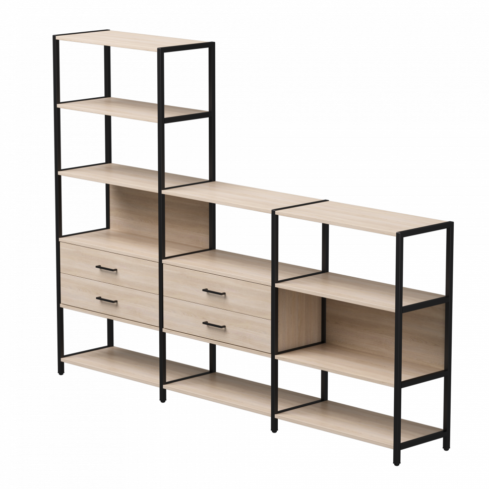 Набор стеллажных систем №11 Everprof EVO (ЭВО) 2440x385x1840 Дуб Соната/Черный