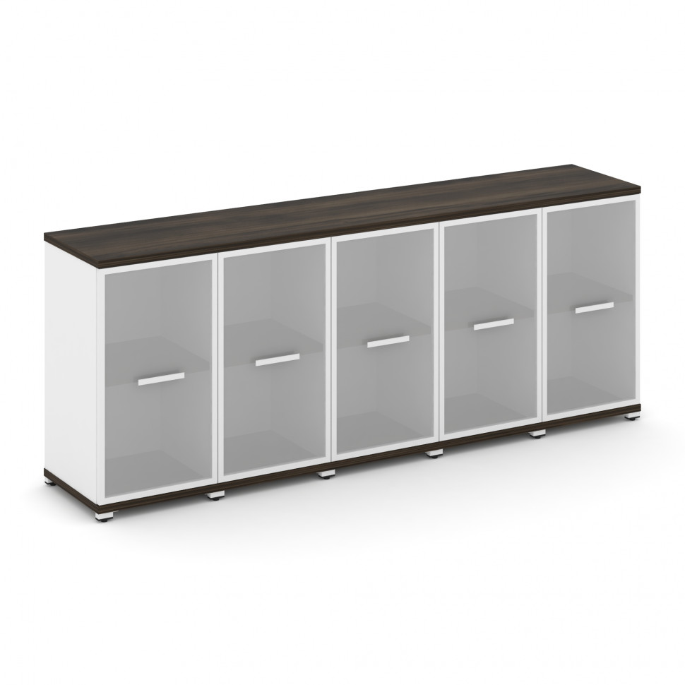 Concept Шкаф 5 узких секций, 2 ниши CN.STU-253 RMW W Дуб Мали/Белый Бриллиант/Металл Белый/Сатин 208