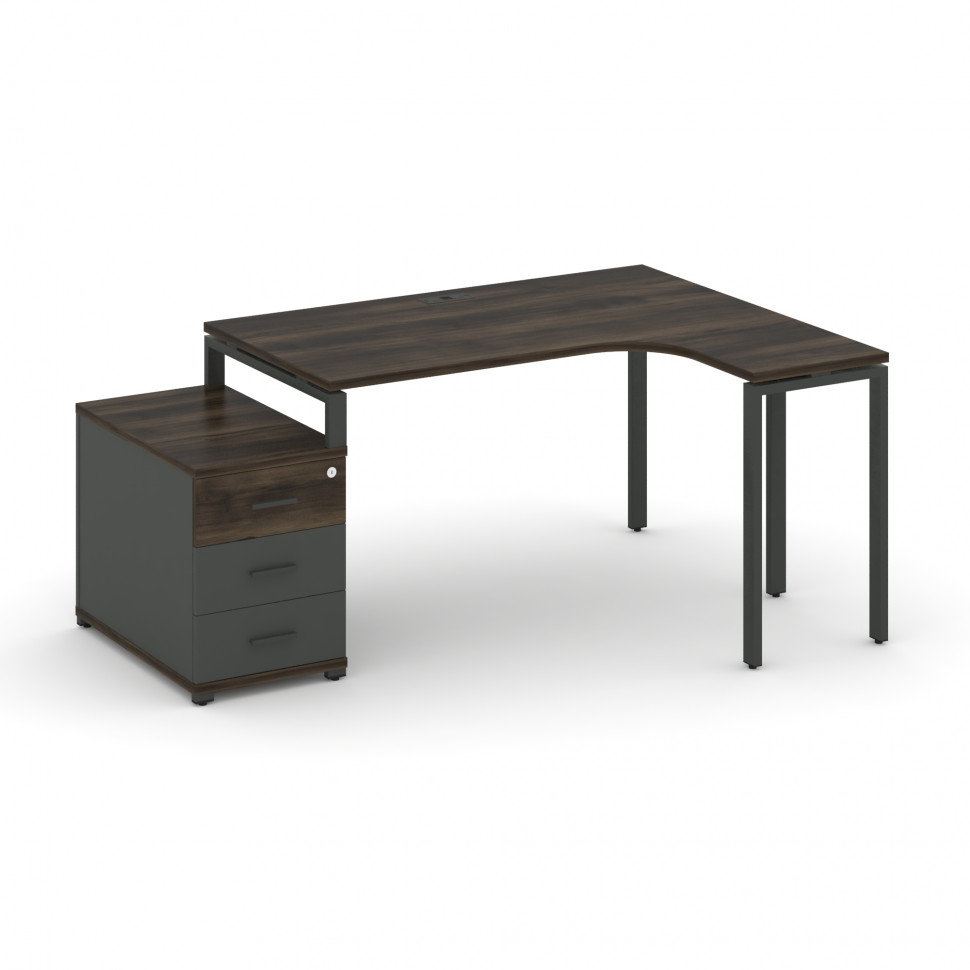 Concept Стол эргономичный с опорной тумбой CN.SA-301(R) A Дуб Мали/Антрацит/Металл Антрацит 1380/174 Concept Стол эргономичный с опорной тумбой CN.SA-301(R) A Дуб Мали/Антрацит/Металл Антрацит 1380/174