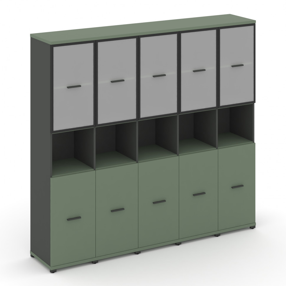 Concept Шкаф 5 узких секций, 5 ниш CN.STU-553 RMB A Кобо/Антрацит/Металл Антрацит/Сатин 2084*420*192