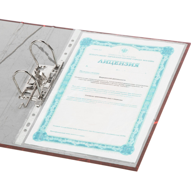 Папка-регистратор 75мм Attache Economy нов мрам А4 красн бум/бум б/мет угол