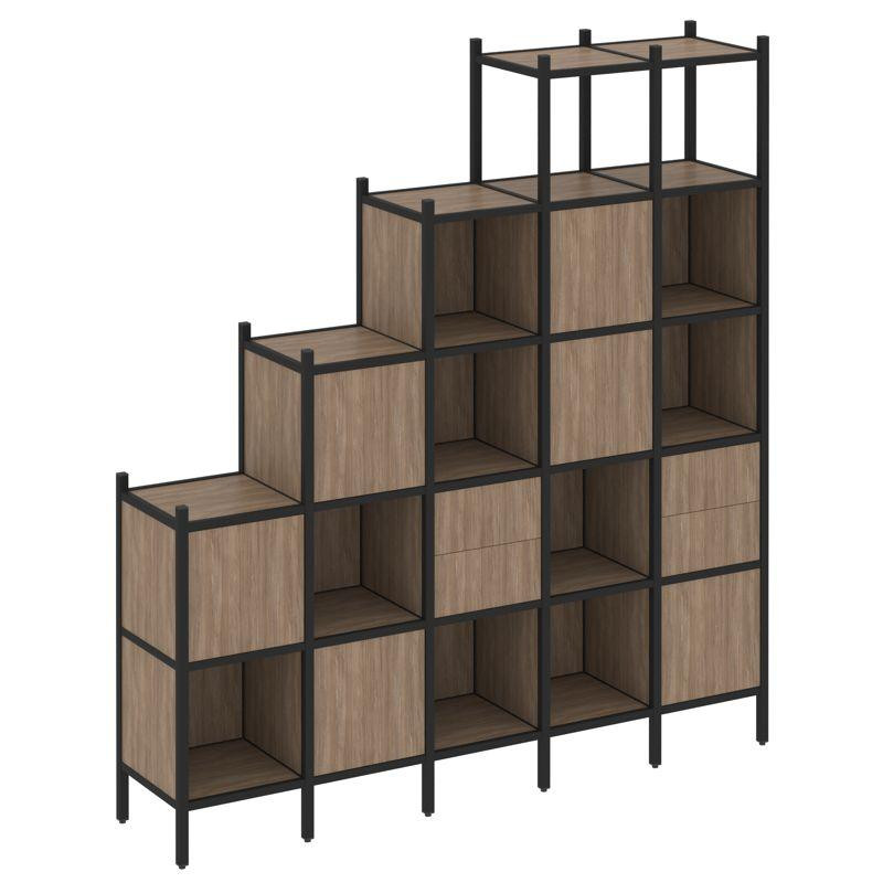 Loft Прямой стеллаж VR.L-25 Дуб Аризона/Металл Черный 2110*446*2280 Loft Прямой стеллаж VR.L-25 Дуб Аризона/Металл Черный 2110*446*2280