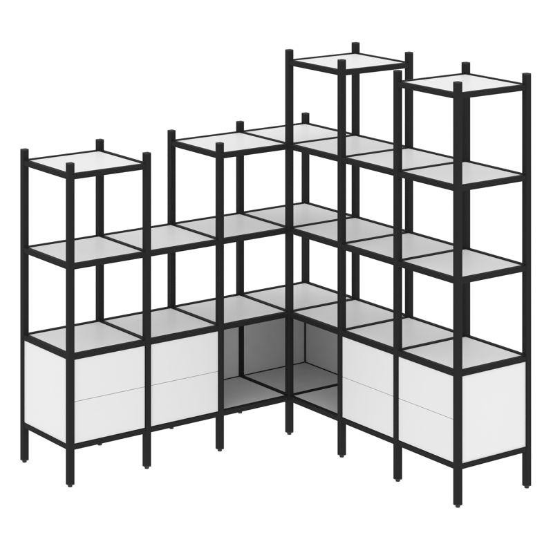 Loft Угловой внутренний стеллаж VR.L-41 Белый Бриллиант/Металл Черный 1694*1694*1869