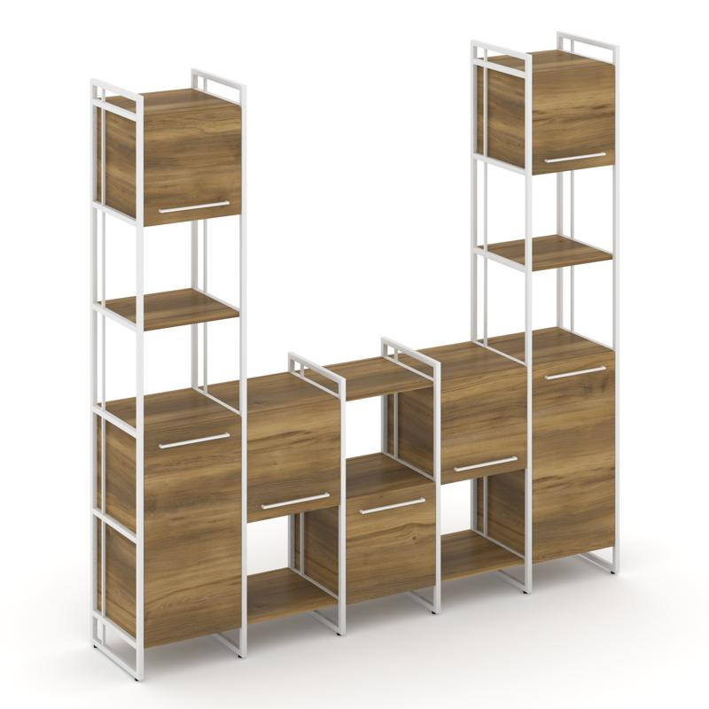 Rift Шкаф комбинированый RF.NS-001 Сандал Янтарный/Металл Белый/Белый Ручки 2020*396*2010 Rift Шкаф комбинированый RF.NS-001 Сандал Янтарный/Металл Белый/Белый Ручки 2020*396*2010