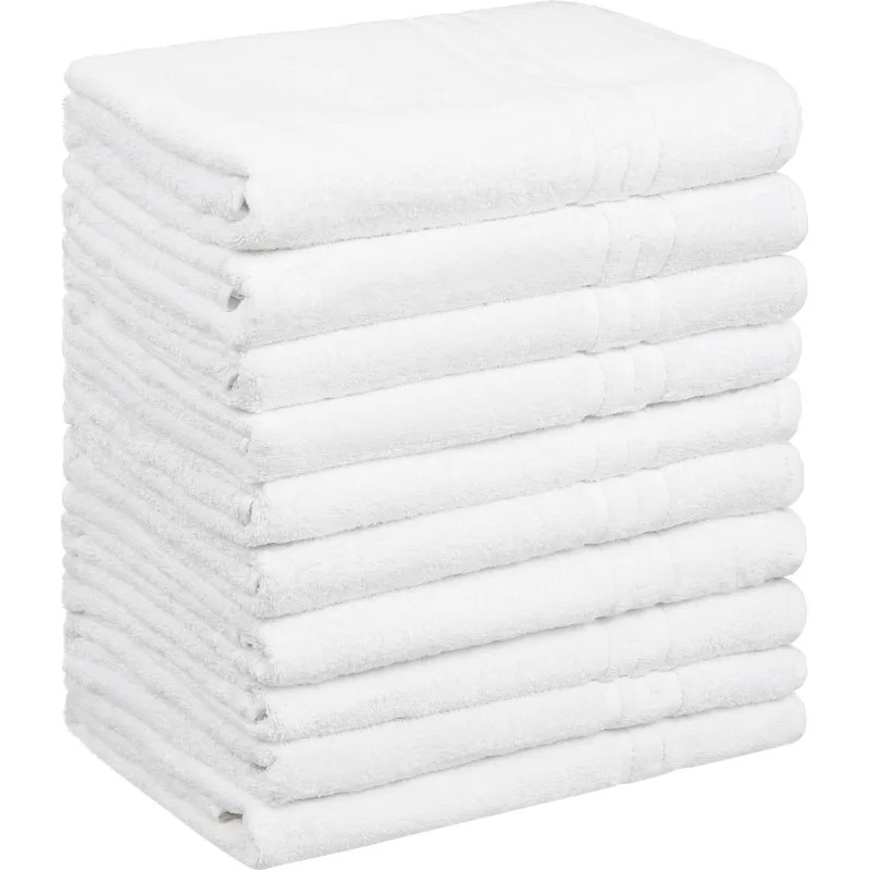 Набор полотенец махровых Luscan/бордюр 380г/м2, 70х130 белый, 10 шт/уп