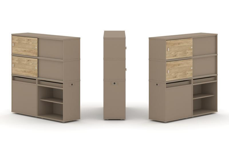 Estetica Набор №23. Тумба двойная+высокая надставка ES.NB.2V-23 Латте/Тиквуд Светлый 1500*410*1520 Estetica Набор №23. Тумба двойная+высокая надставка ES.NB.2V-23 Латте/Тиквуд Светлый 1500*410*1520