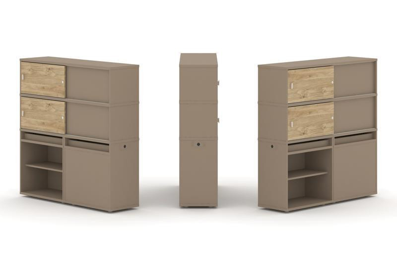 Estetica Набор №23. Тумба двойная+высокая надставка ES.NB.2V-23 Латте/Тиквуд Светлый 1500*410*1520 Estetica Набор №23. Тумба двойная+высокая надставка ES.NB.2V-23 Латте/Тиквуд Светлый 1500*410*1520