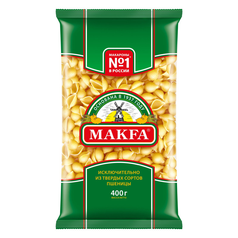 Макароны Макфа Ракушки группы А в/с, 400 г Макароны Макфа Ракушки группы А в/с, 400 г