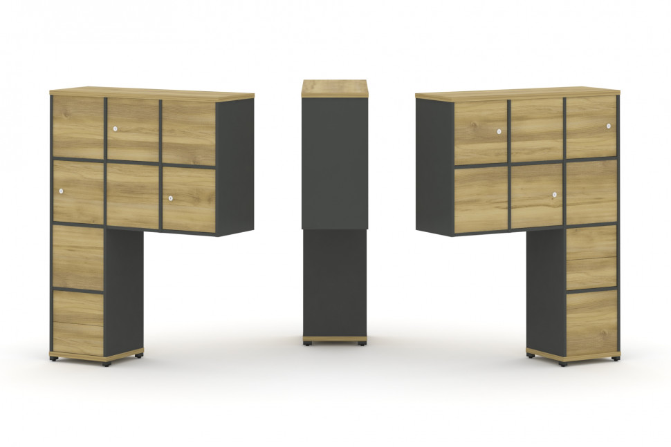 Concept Надставка высокая CN.DNV-004 Дуб Винченцо/Антрацит/Металл Антрацит 1099*350*1486