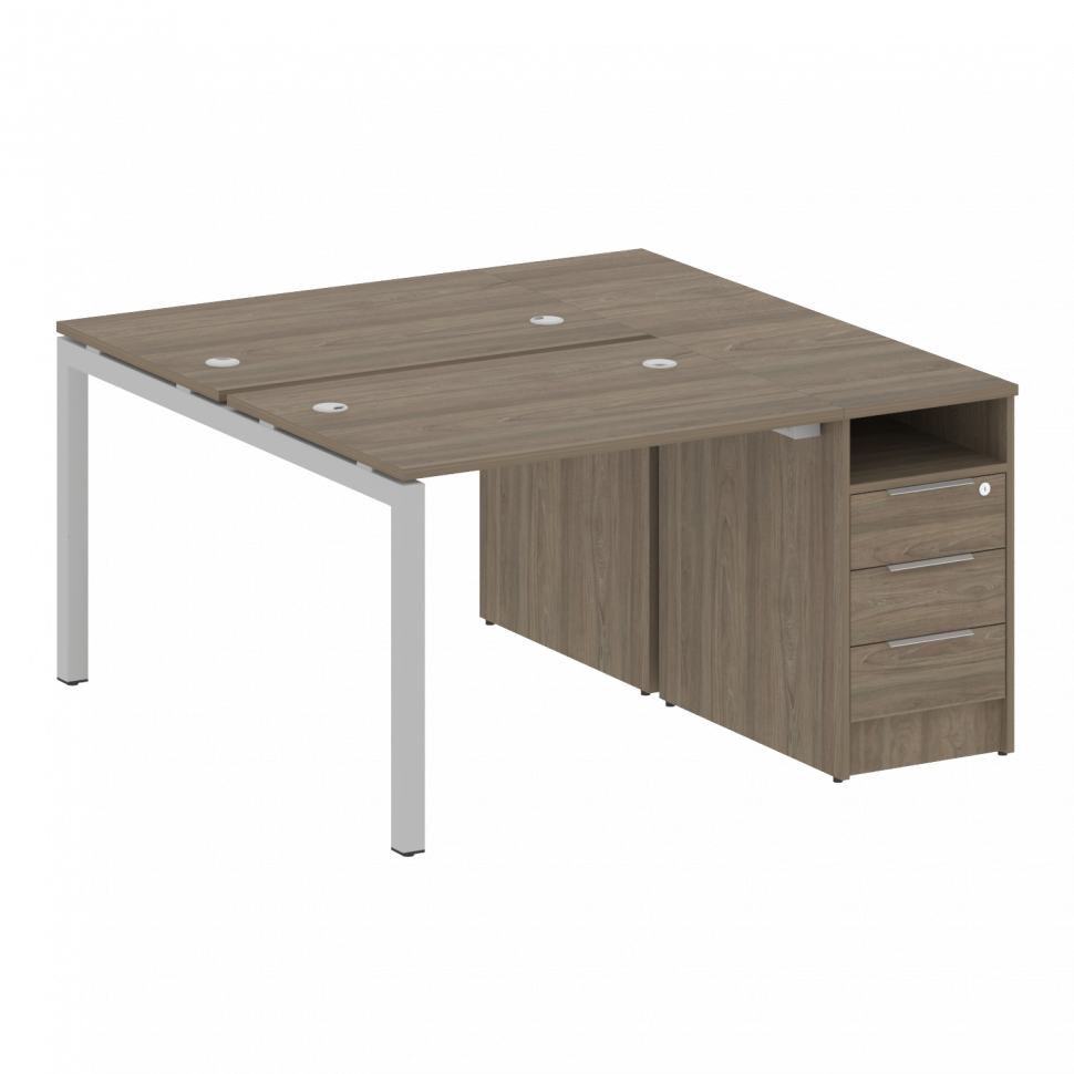 Metal System Quattro Рабочая станция с тумбой на П-образном м/к 50БП.РС-СТП-2.1 Вяз Благородный/Мета
