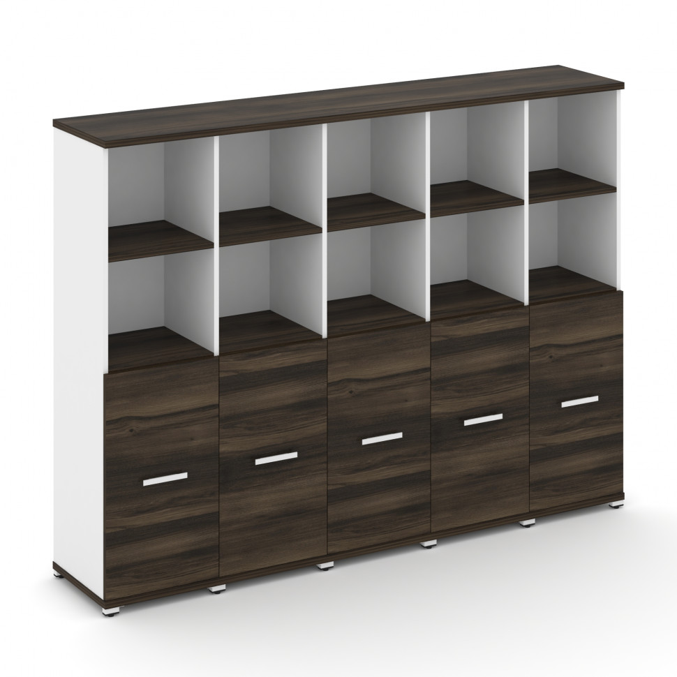 Concept Шкаф 5 узких секций, 4 ниши CN.STU-451 W Дуб Мали/Белый Бриллиант/Металл Белый 2084*420*1554