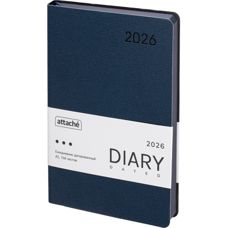 Ежедневник датированный 2026 Attache А5 168л 138x213мм иск.кожа темно-синий