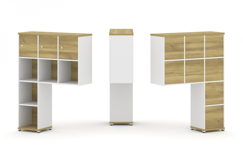 Concept Надставка высокая CN.ONV-003 Дуб Винченцо/Белый Бриллиант/Металл Белый 1099*350*1486