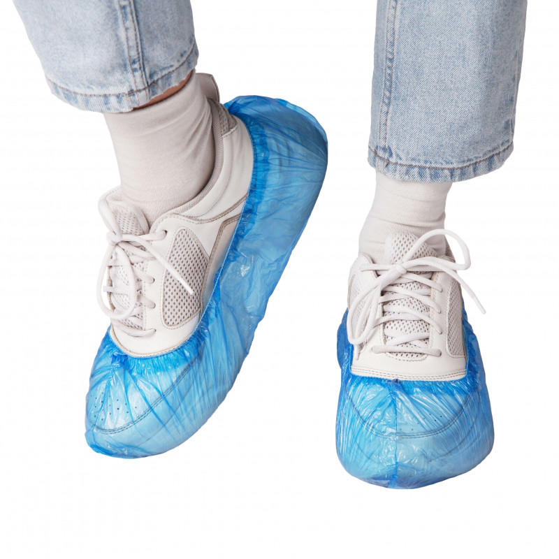 Бахилы одноразовые полиэтиленовые EleGreen Стандарт Лайт 2,4гр синие 50п/уп